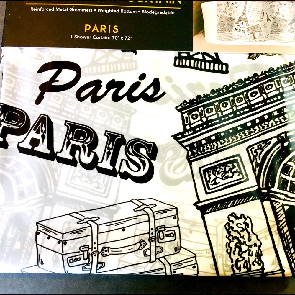 Black Paris Peva Shower Curtain French Pastries
